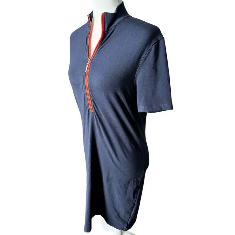 Anatomie Women's Navy Dress with Orange Zipper